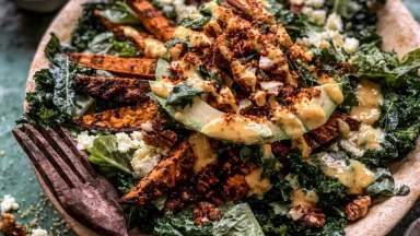 Vibrant Sweet Potato Kale Salad with Creamy Dressing