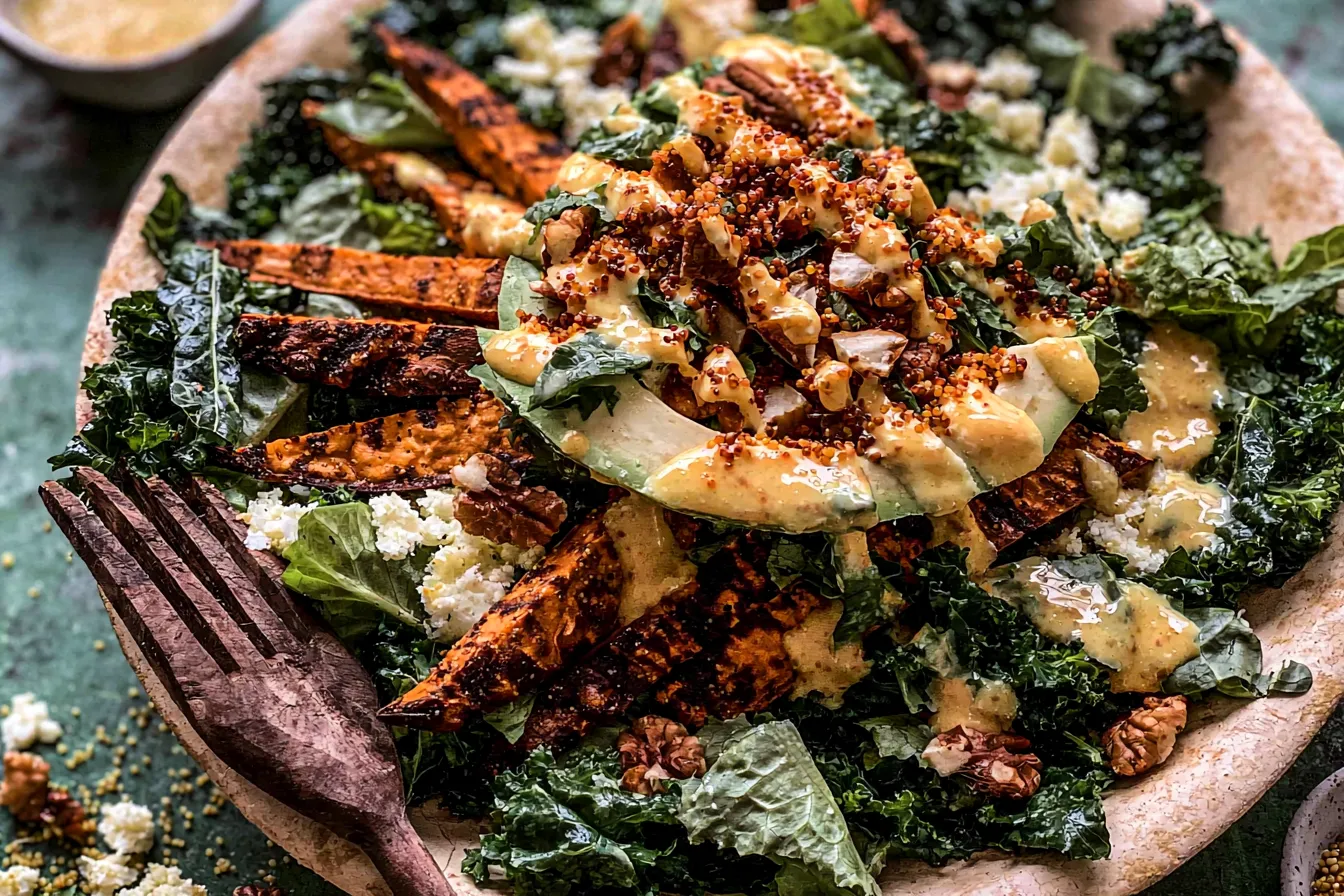 Vibrant Sweet Potato Kale Salad with Creamy Dressing