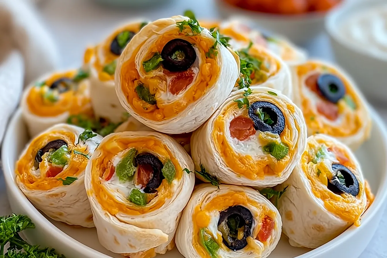 Delicious Taco Cream Cheese Pinwheels Ready to Serve