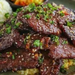 Tender Beef Bulgogi Recipe: A Simple Korean BBQ Delight 15 Tender Beef Bulgogi on a Plate with Sesame and Scallions