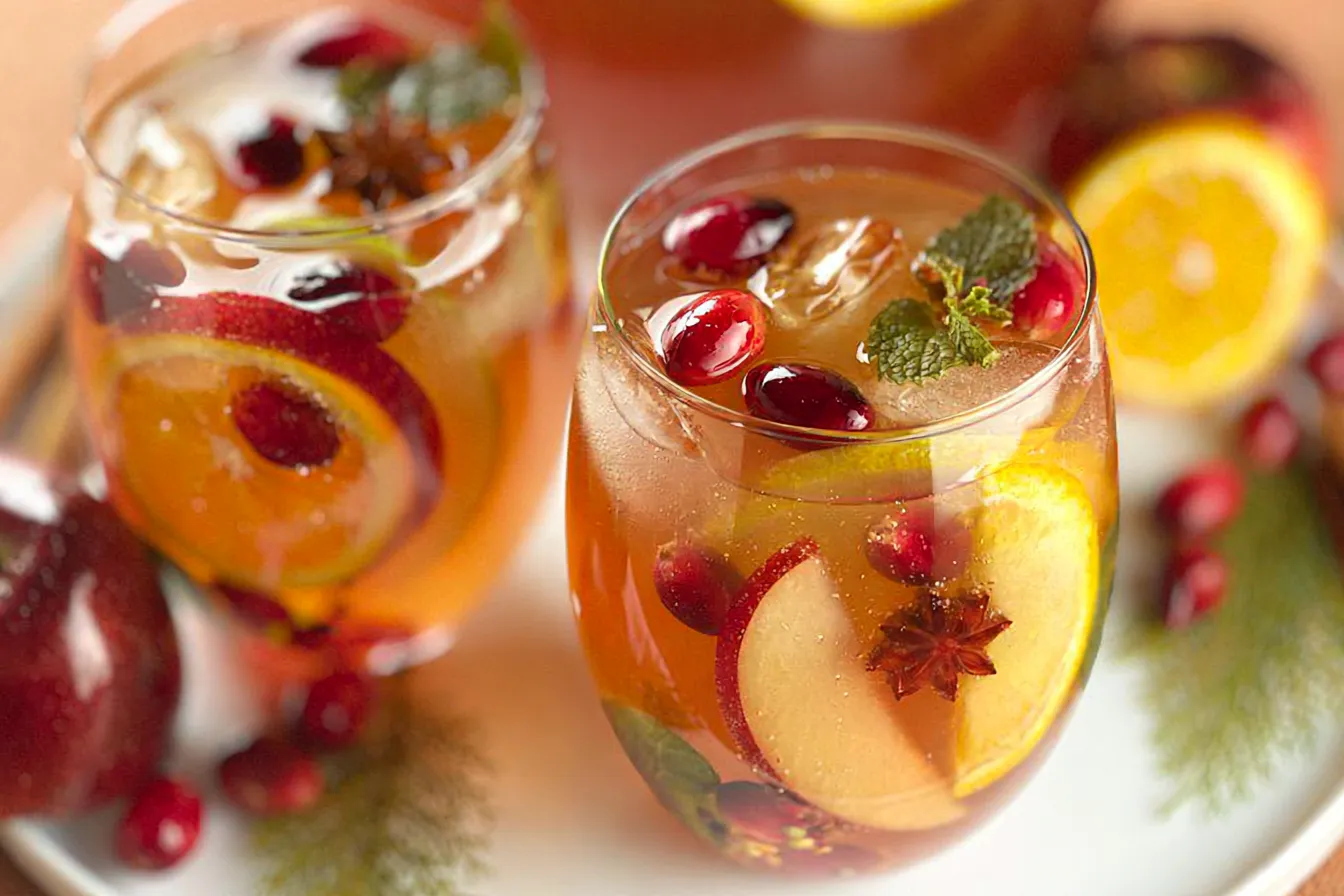 Festive Thanksgiving Punch (Mocktail Or Cocktail) in a Glass