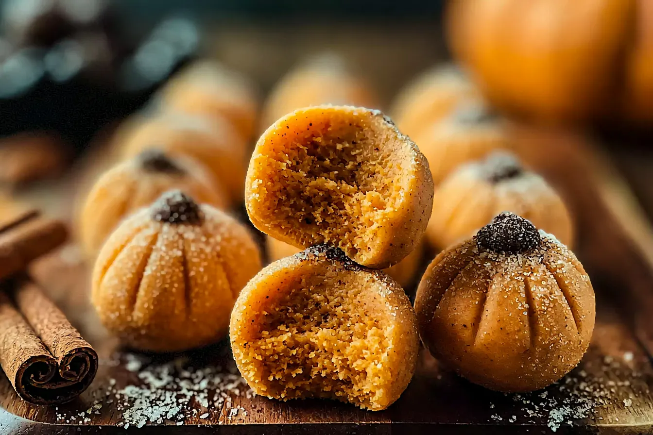 The Best No-Bake Pumpkin Cheesecake Truffles on a Plate