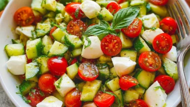 Tomato Cucumber Mozzarella Salad: Colorful and Delicious