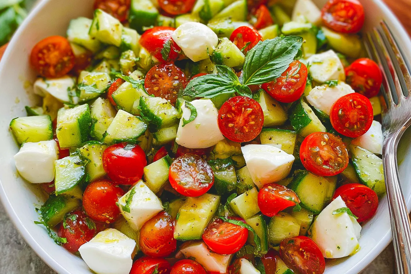 Tomato Cucumber Mozzarella Salad: Colorful and Delicious