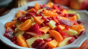 Colorful Winter Fruit Salad with Cinnamon Vanilla Dressing