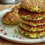 Zucchini Cottage Cheese Fritters on a Plate
