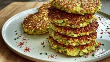 Zucchini Cottage Cheese Fritters on a Plate