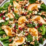 Asian Pear Salad with Walnuts in Maple Mustard Dressing