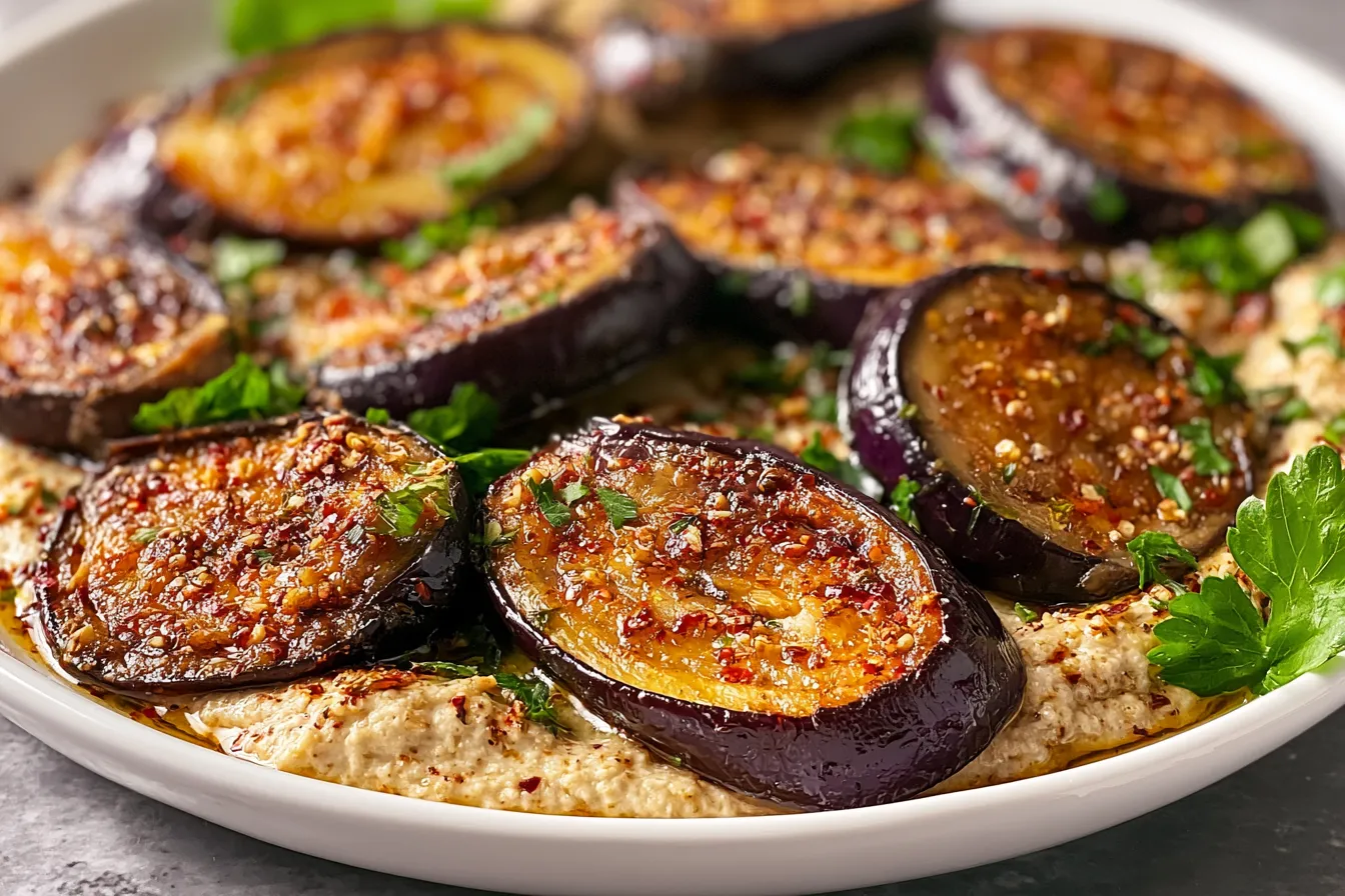 Baba Ghanoush Served in a Bowl with Olive Oil Drizzle