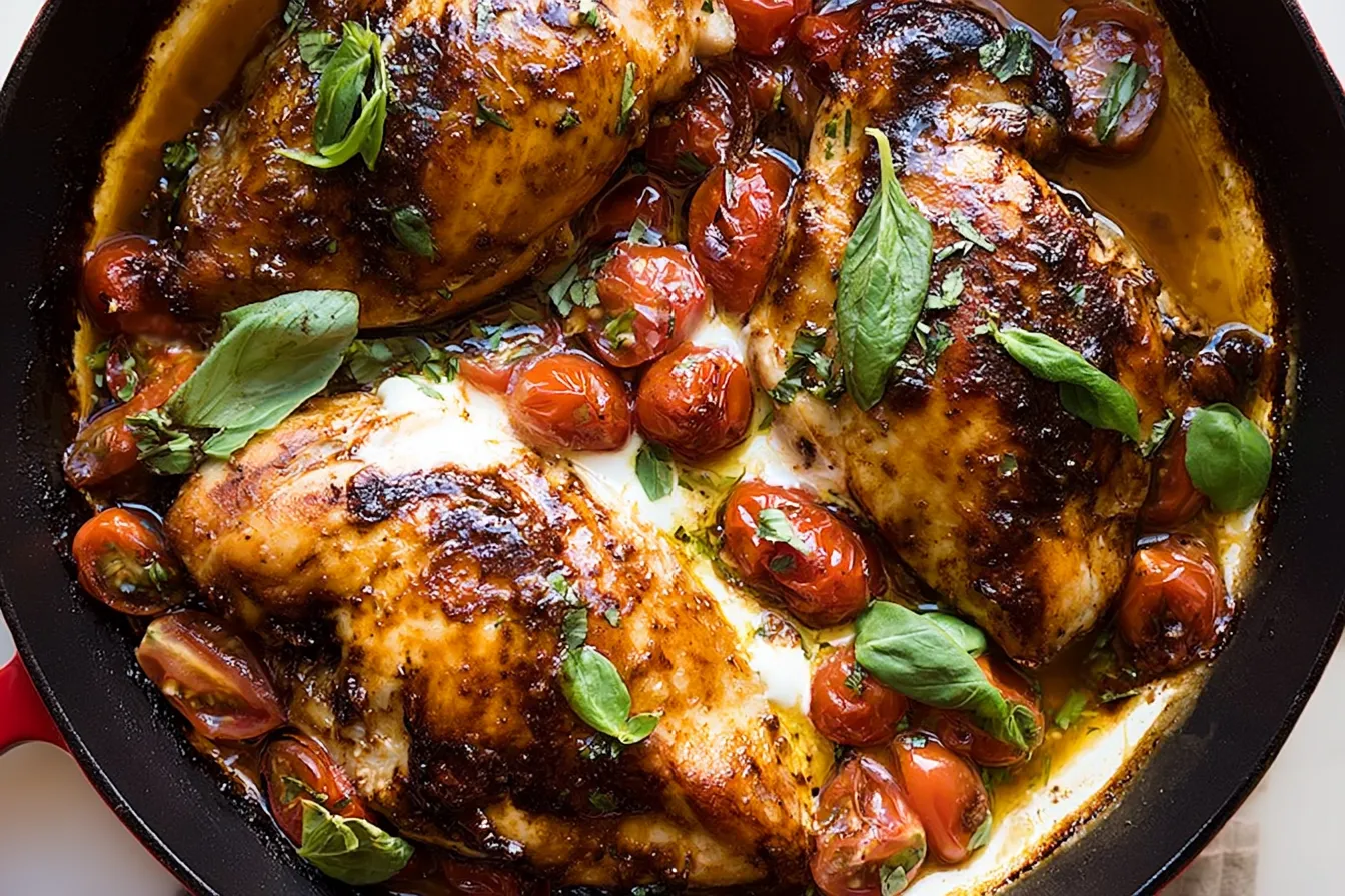 Juicy Baked Balsamic Chicken Ready to Serve