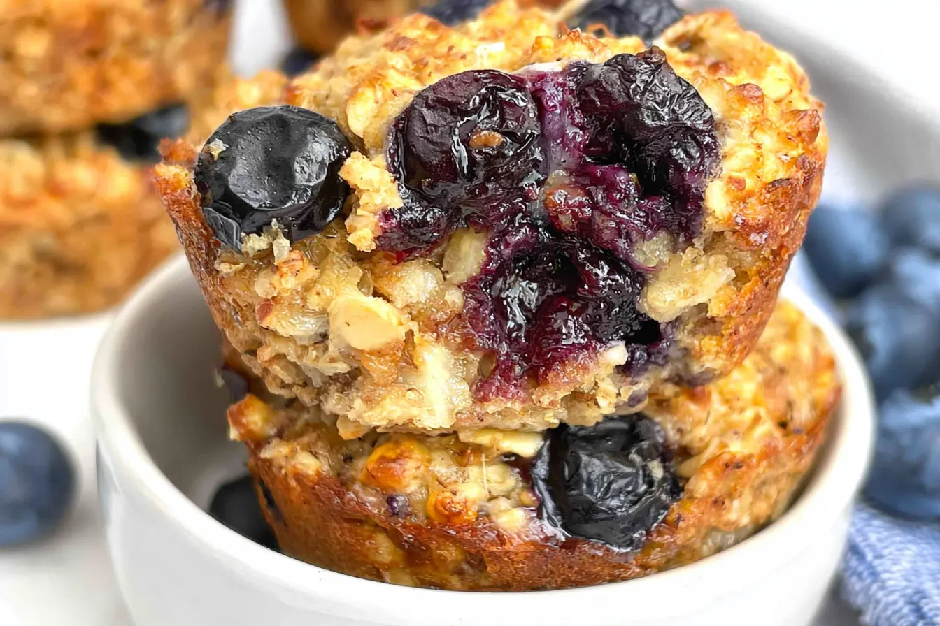 Blueberry Banana Baked Oatmeal Cups Fresh from the Oven