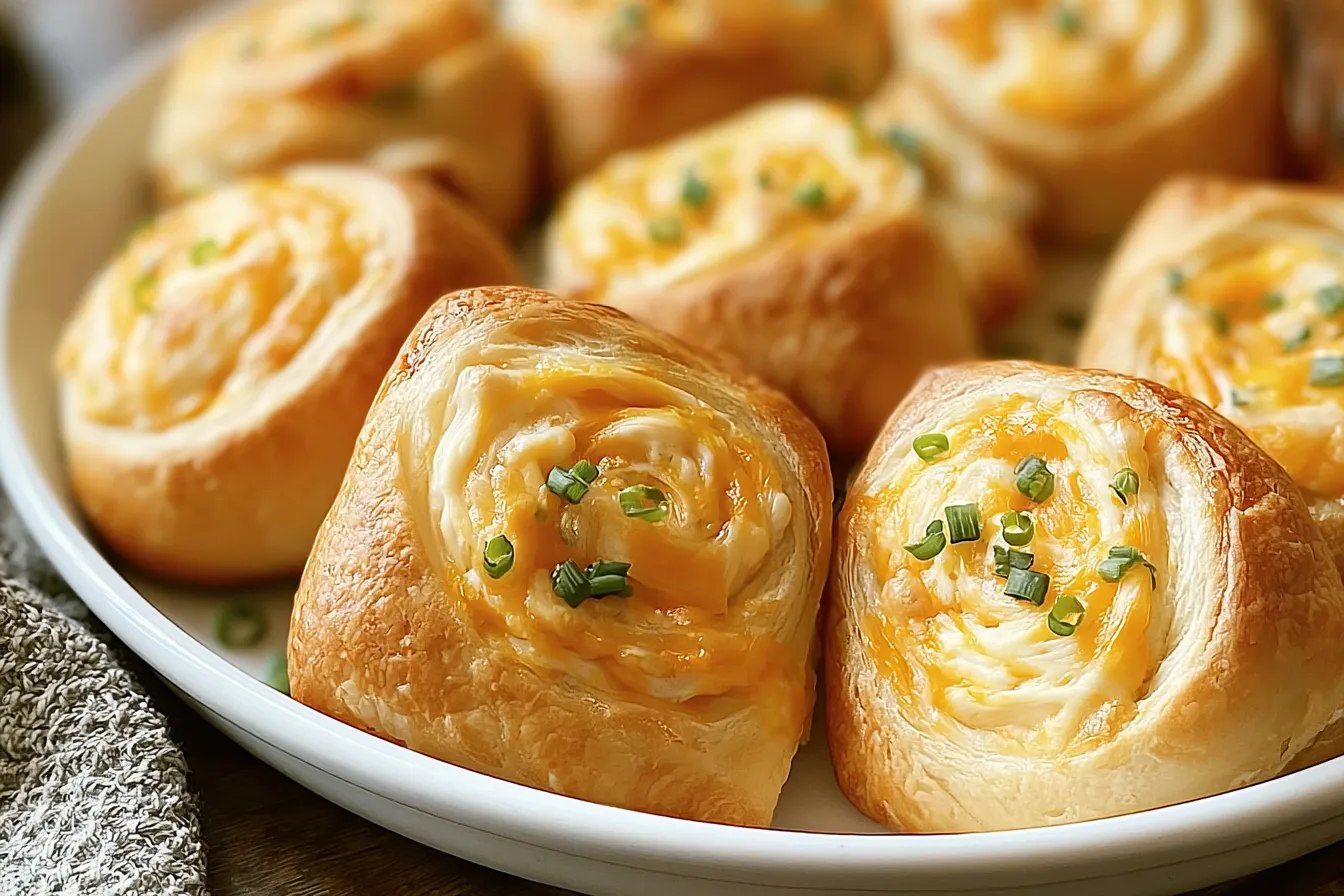 Golden Chicken Cream Cheese Crescent Rolls on a Plate