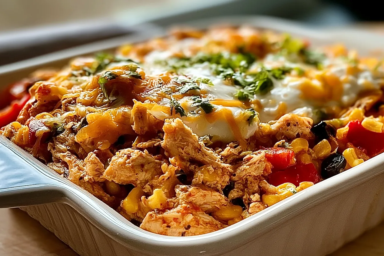 Savory Chicken Fajita Casserole Ready to Serve