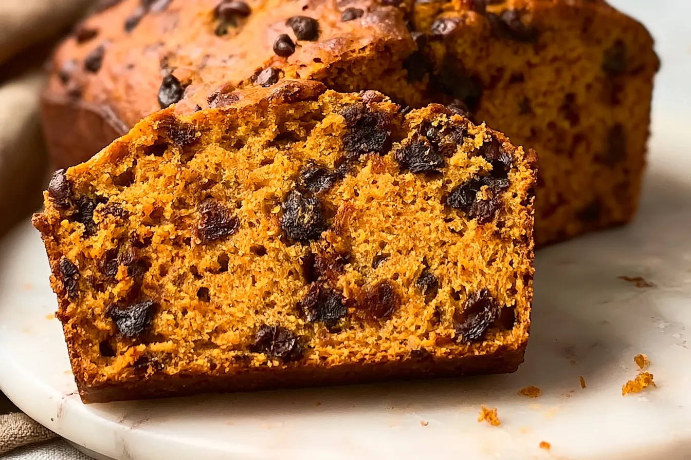 Delicious Chocolate Chip Pumpkin Bread Freshly Baked
