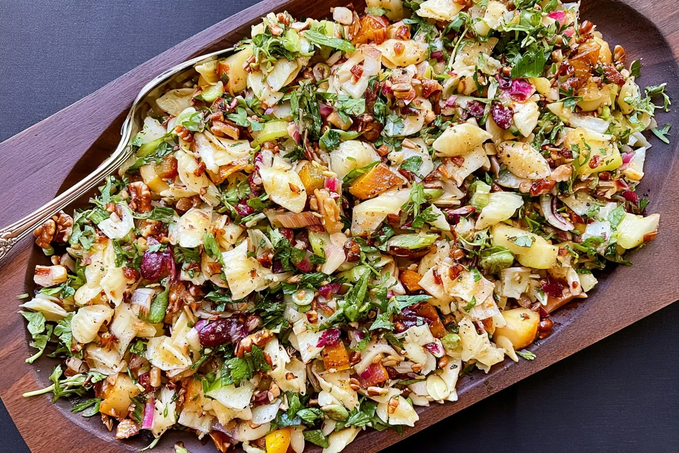 Colorful Chopped Fall Pasta Salad Served in a Bowl