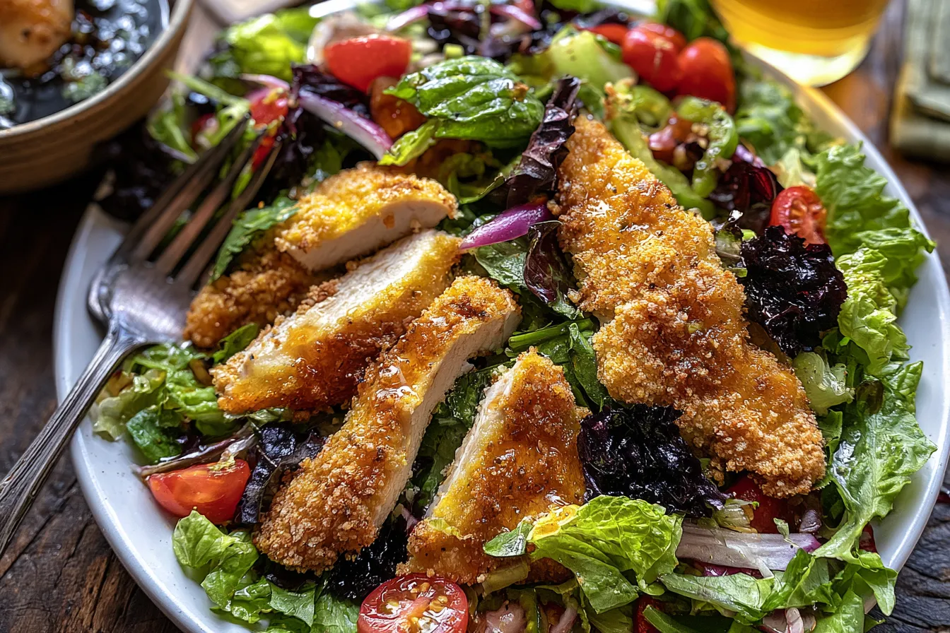 Cornmeal Crusted Chicken Salad Served in Bowl