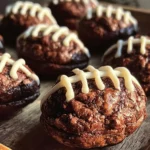 Cozy Football-Shaped Chocolate Brownie Bites with Cream Cheese Laces