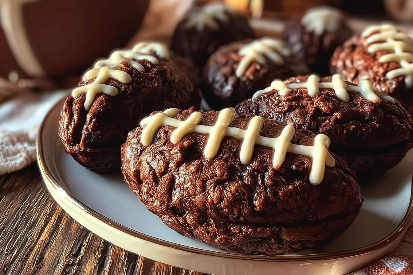 Cozy Football-Shaped Chocolate Brownie Bites with Cream Cheese Laces 4 Cozy Football-Shaped Chocolate Brownie Bites with Cream Cheese Laces Recipe for Game Day Treats