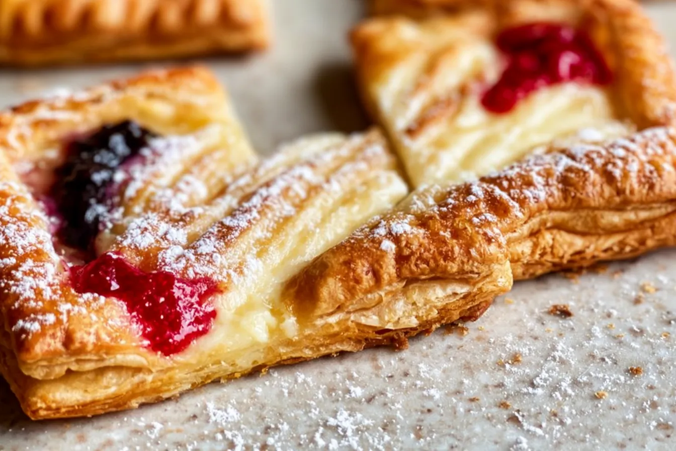 Cream Cheese Puff Pastry on a Wooden Board
