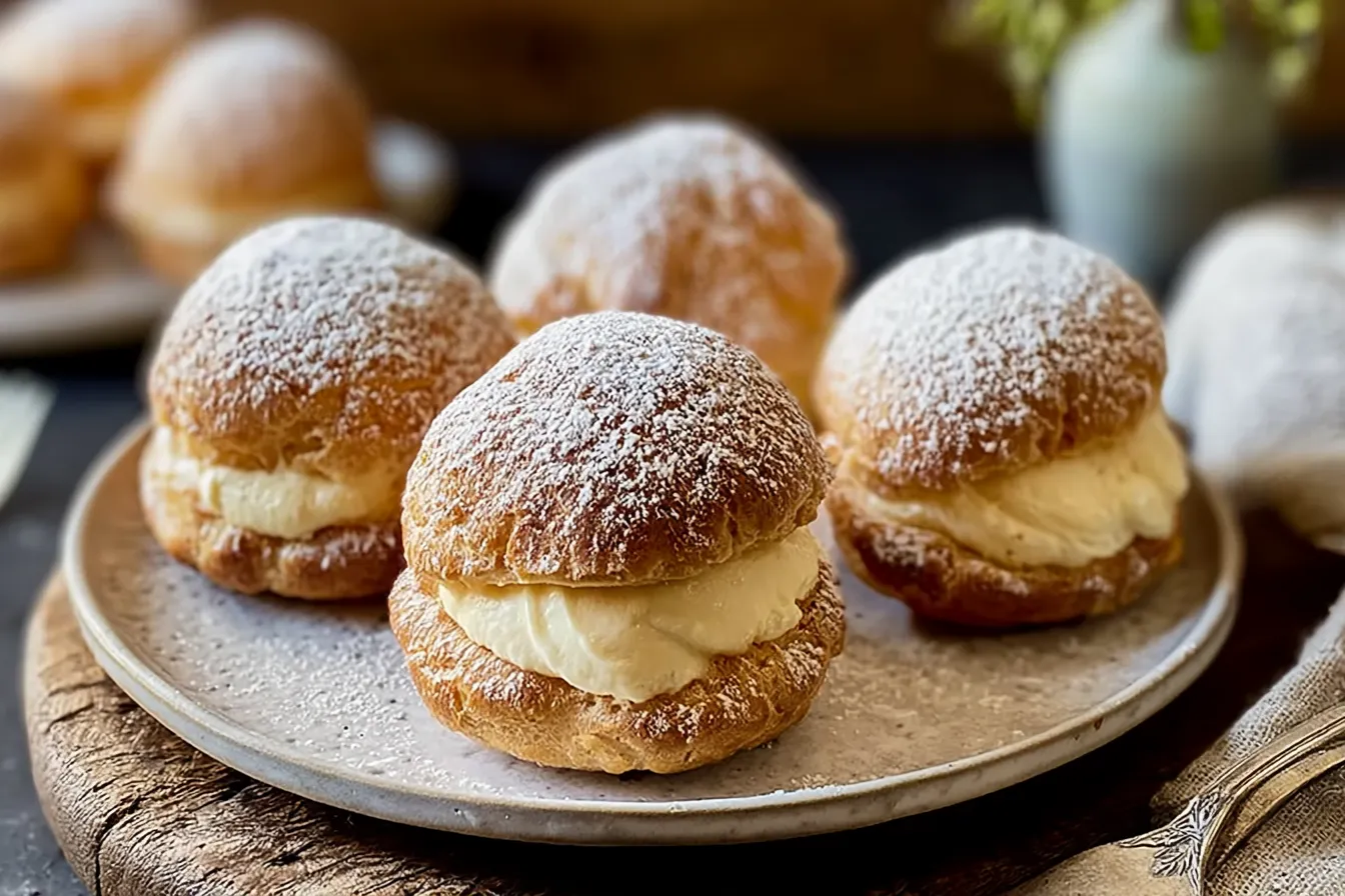 Delicious Cream Puffs with Whipped Cream Filling