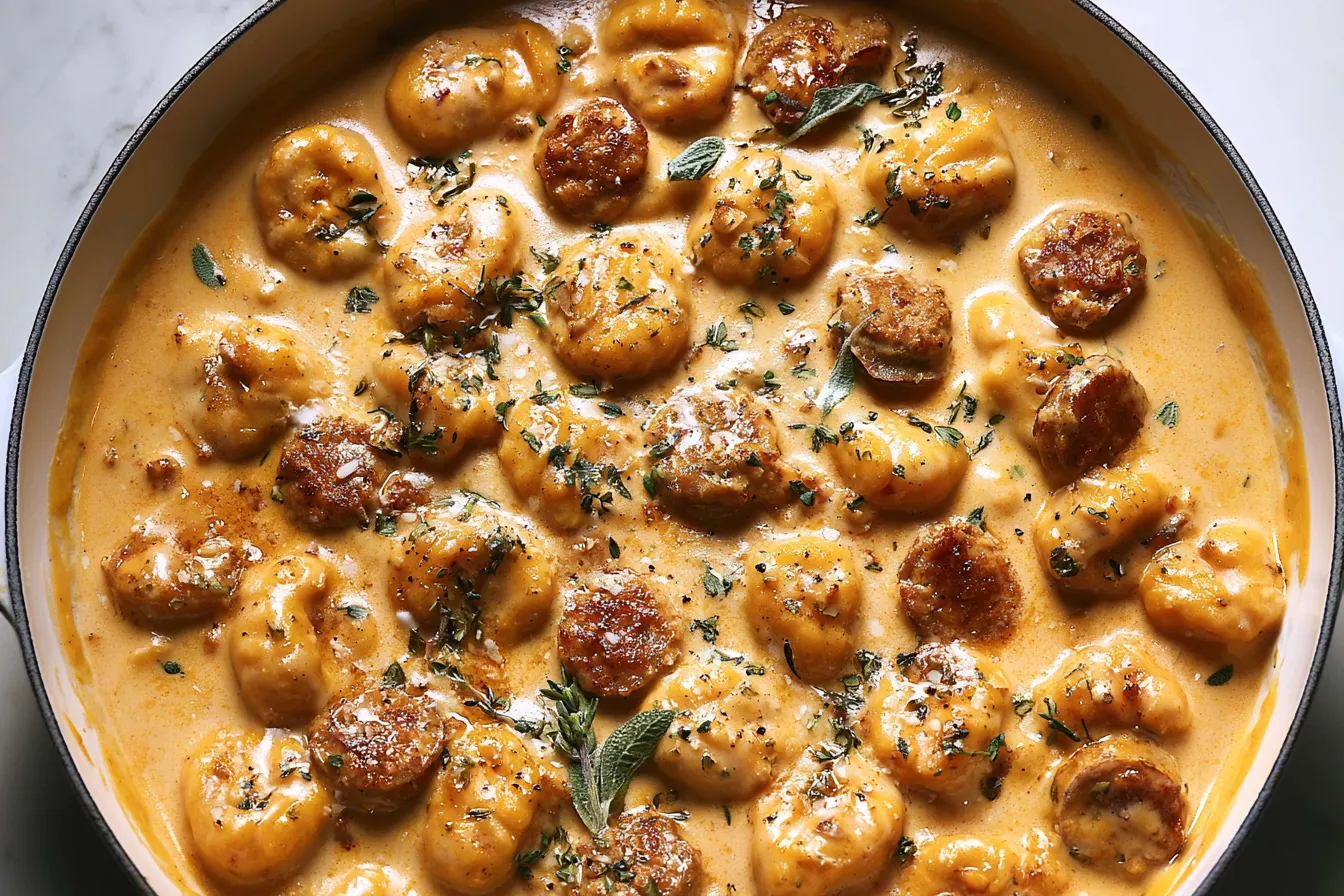 Creamy Butternut Squash Gnocchi with Sausage, Thyme, and Sage 