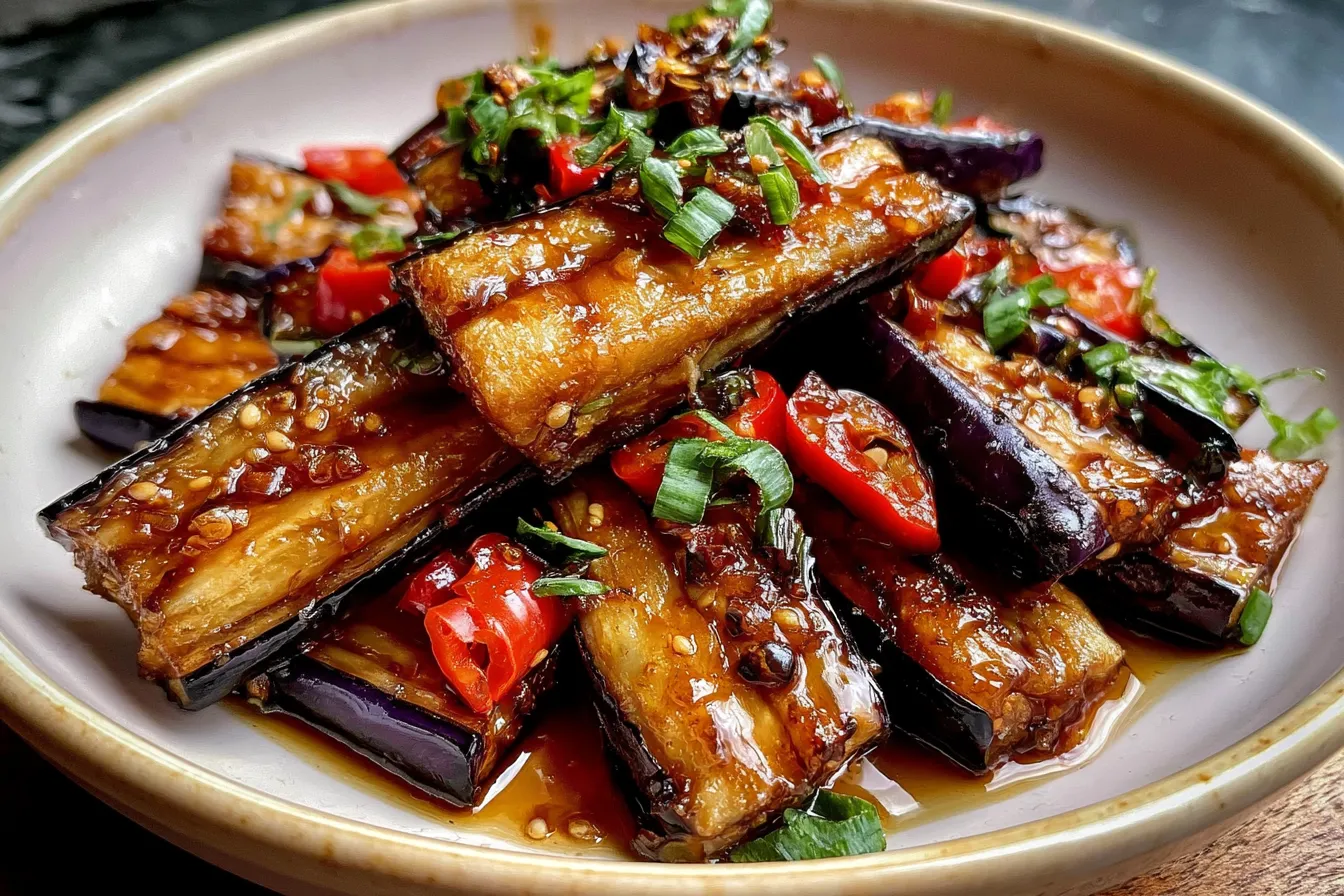 Crispy Eggplant in Garlic Soy Glaze