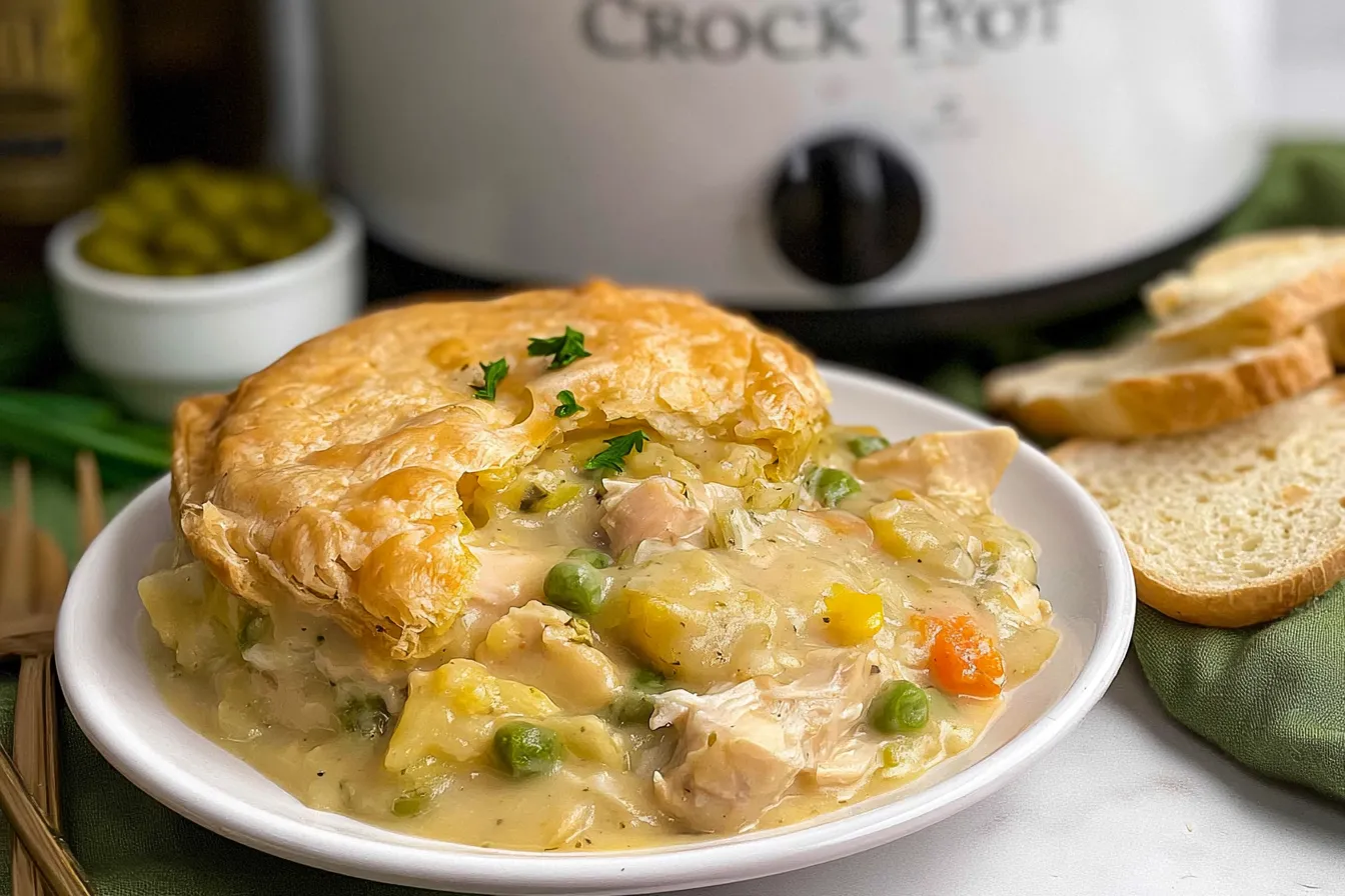 Crock Pot Chicken Pot Pie Freshly Served