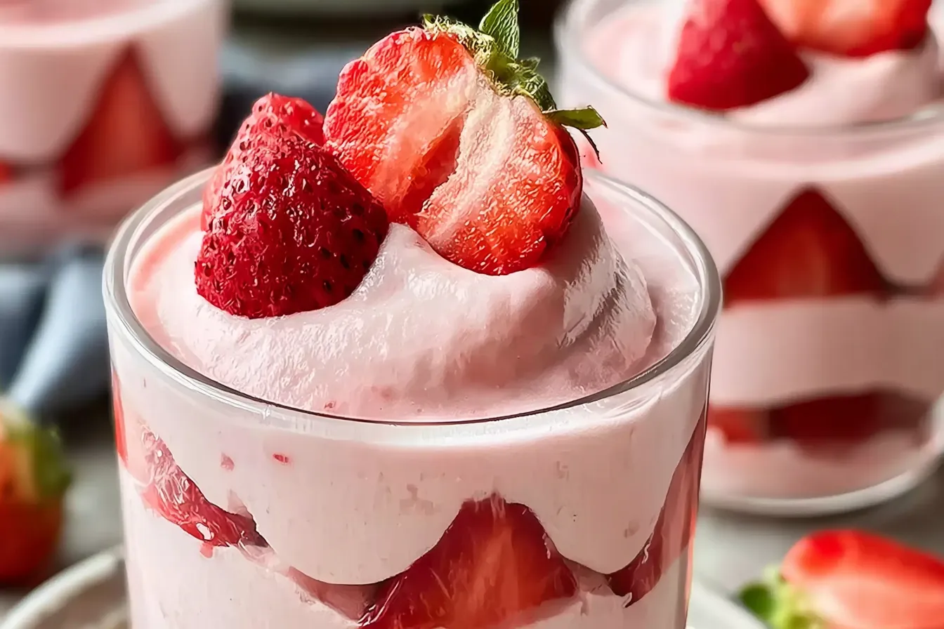 Delicious Eggless & Vegan Strawberry Mousse Bowl