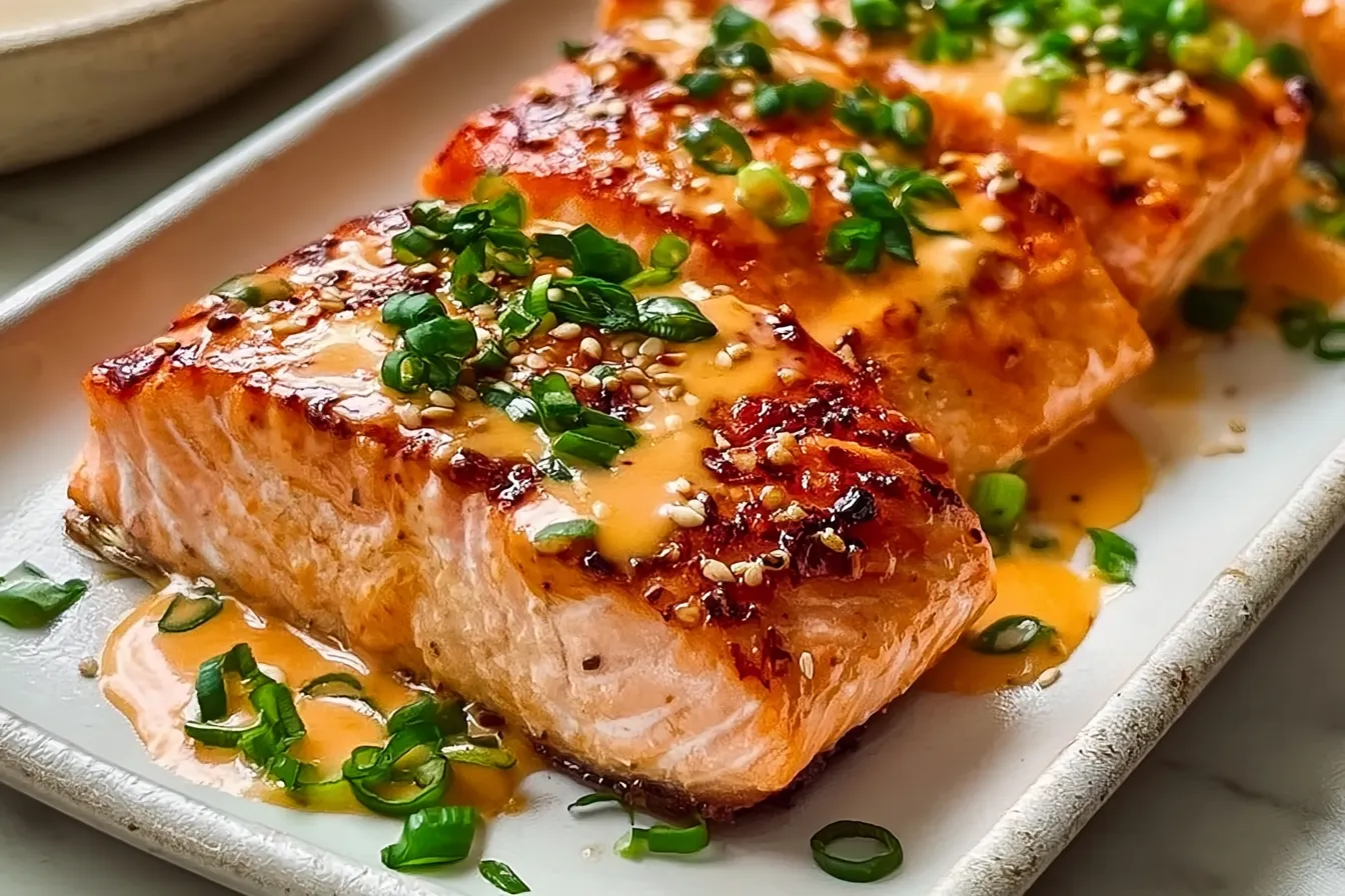 Easy Bang Bang Salmon on a Plate