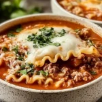 Delicious Easy Beef Lasagna Soup in a Bowl