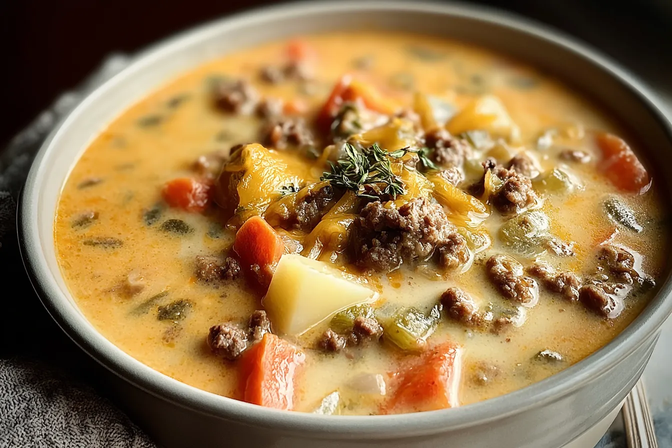 Easy Cheeseburger Soup: Comfort Food You'll Love! 4 Easy Cheeseburger Soup