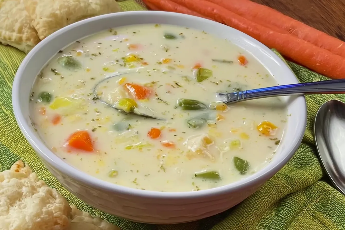 Easy Chicken Pot Pie Soup in a Cozy Bowl