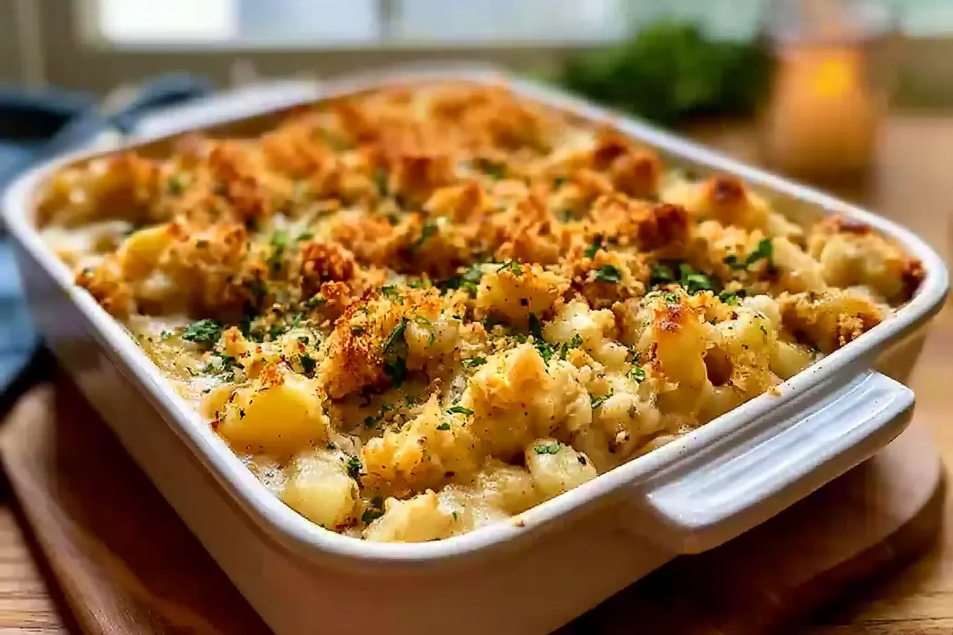 Easy Chicken Stuffing Casserole Ready to Serve