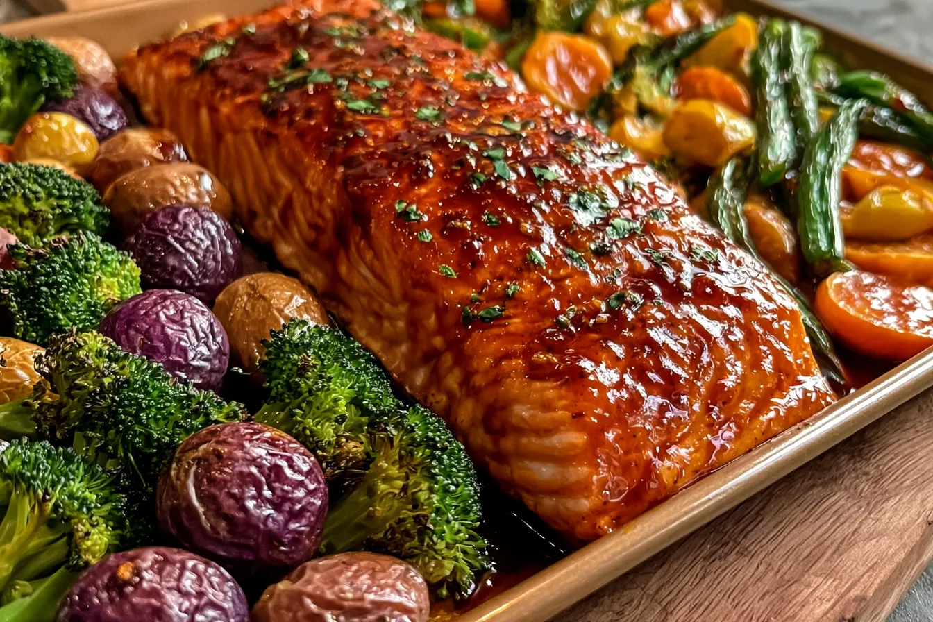 Gochujang Glazed Salmon Sheet Pan Dinner in 30 Minutes