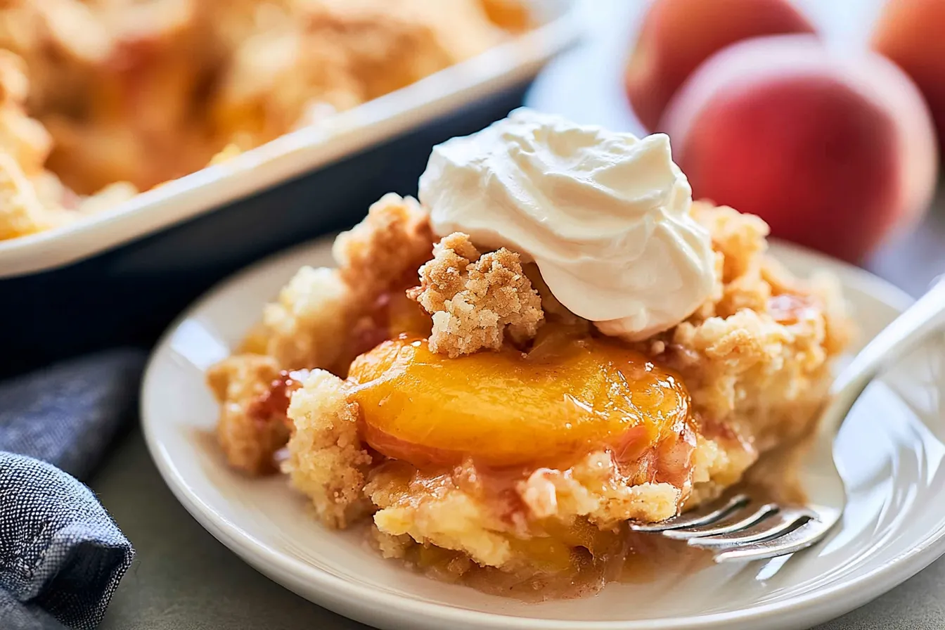 Easy Vegan Peach Cobbler Fresh Out of the Oven