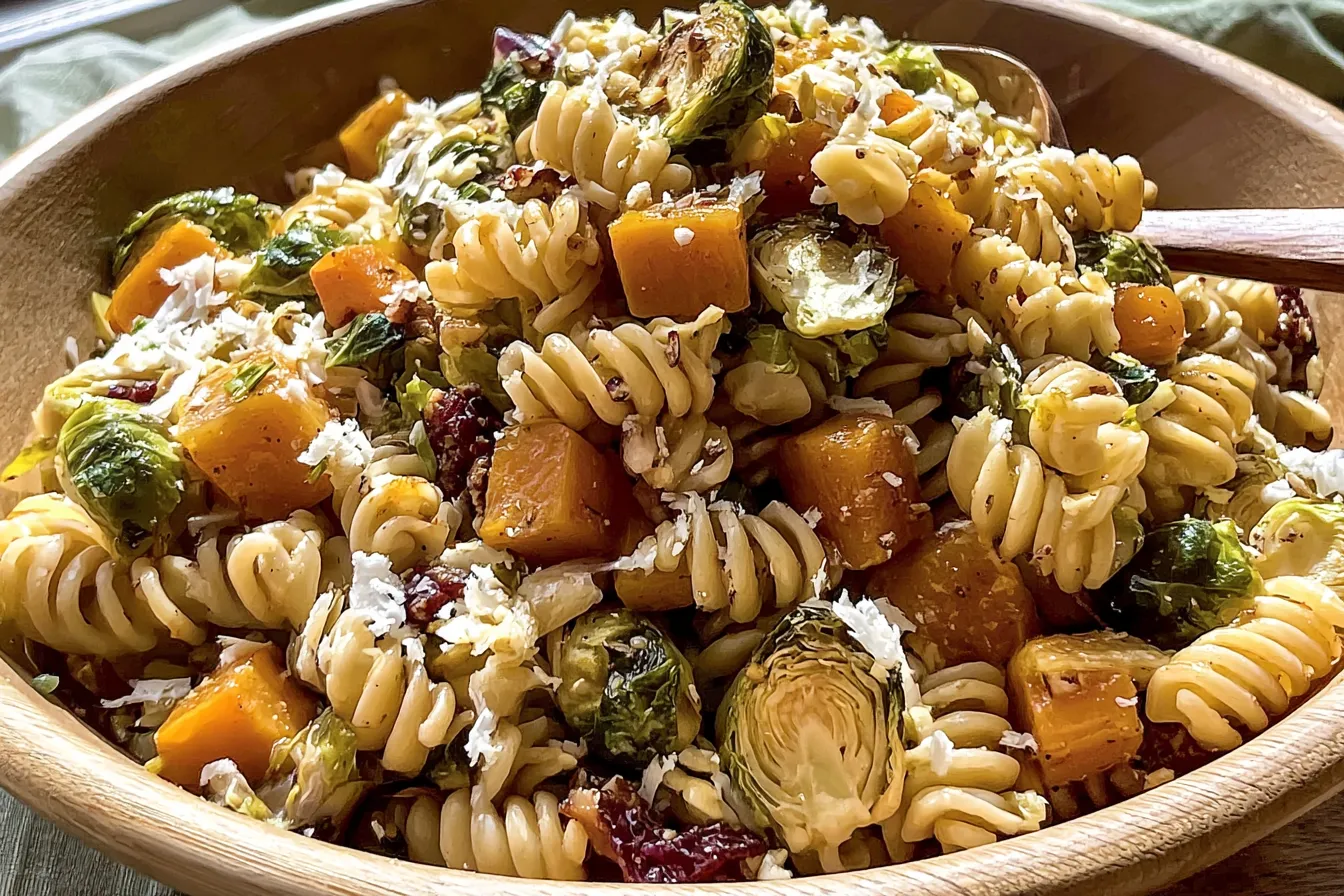 Fall Pasta Salad with Butternut Squash and Brussels 
