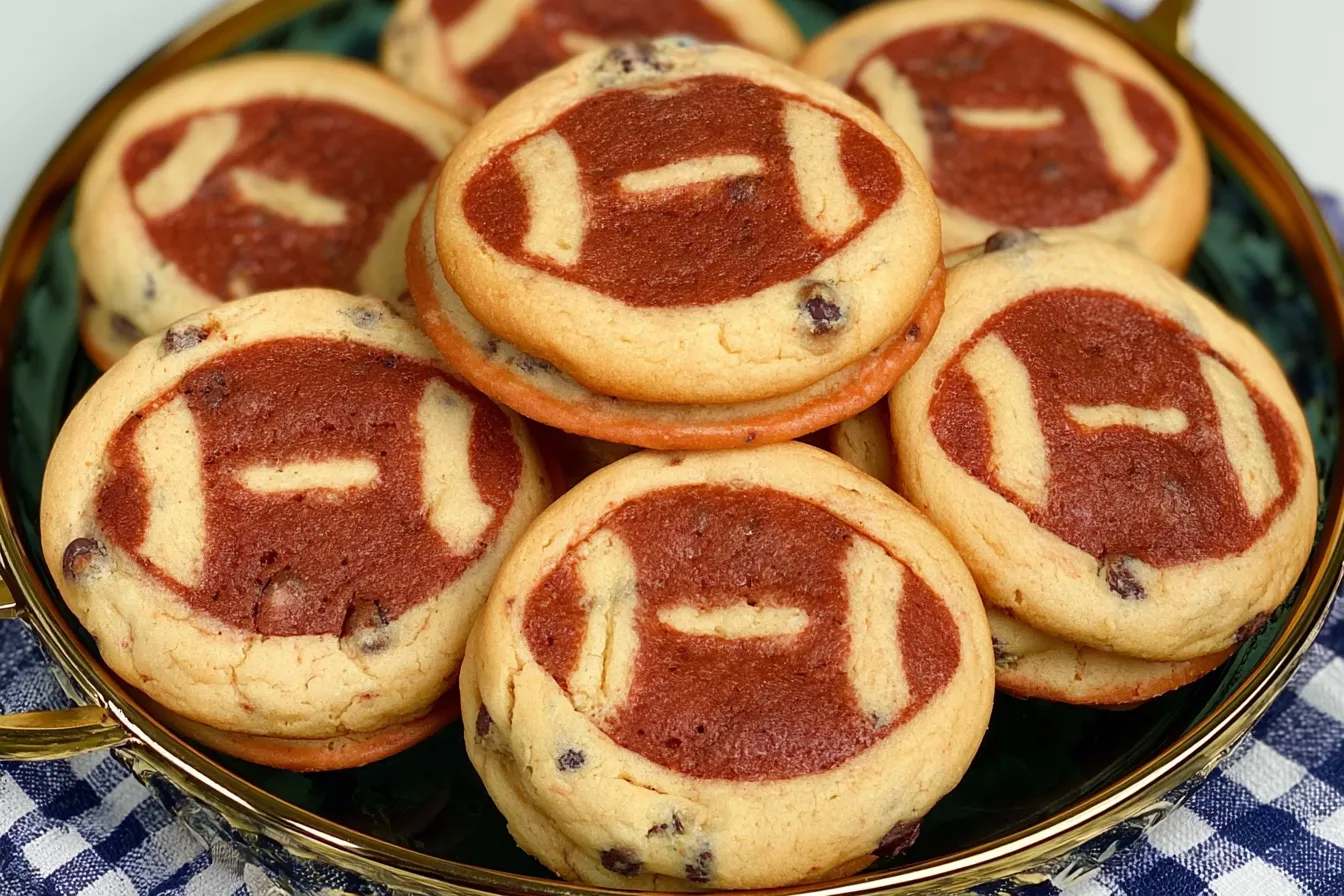 Football Double Decker Cookies on a Game Day Table