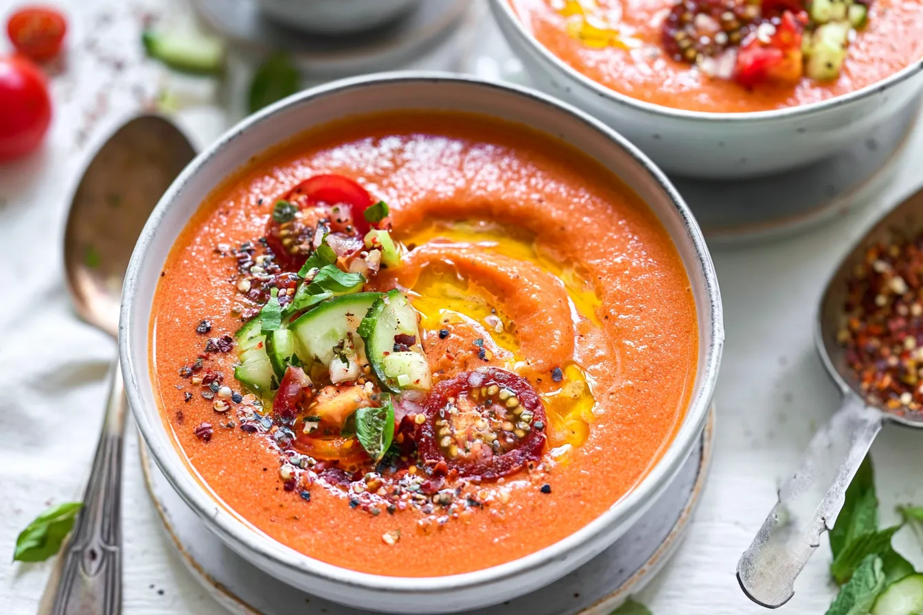 Fresh Tomato Gazpacho with Cucumber