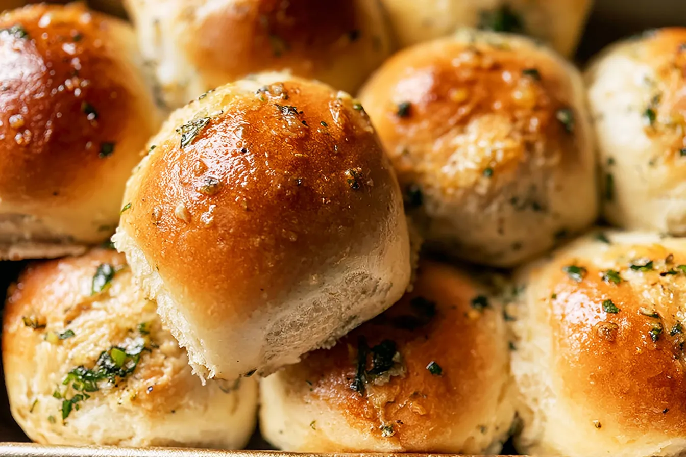 Golden Brown Garlic Bread Rolls Freshly Baked