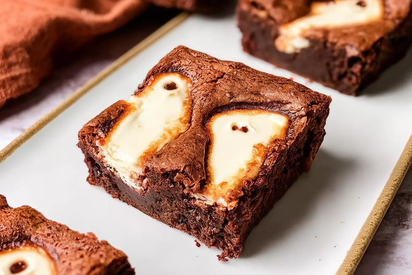 Delightful Ghost Cheesecake Brownies for Halloween