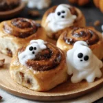 Ghost Cinnamon Rolls Ready for Halloween Celebration