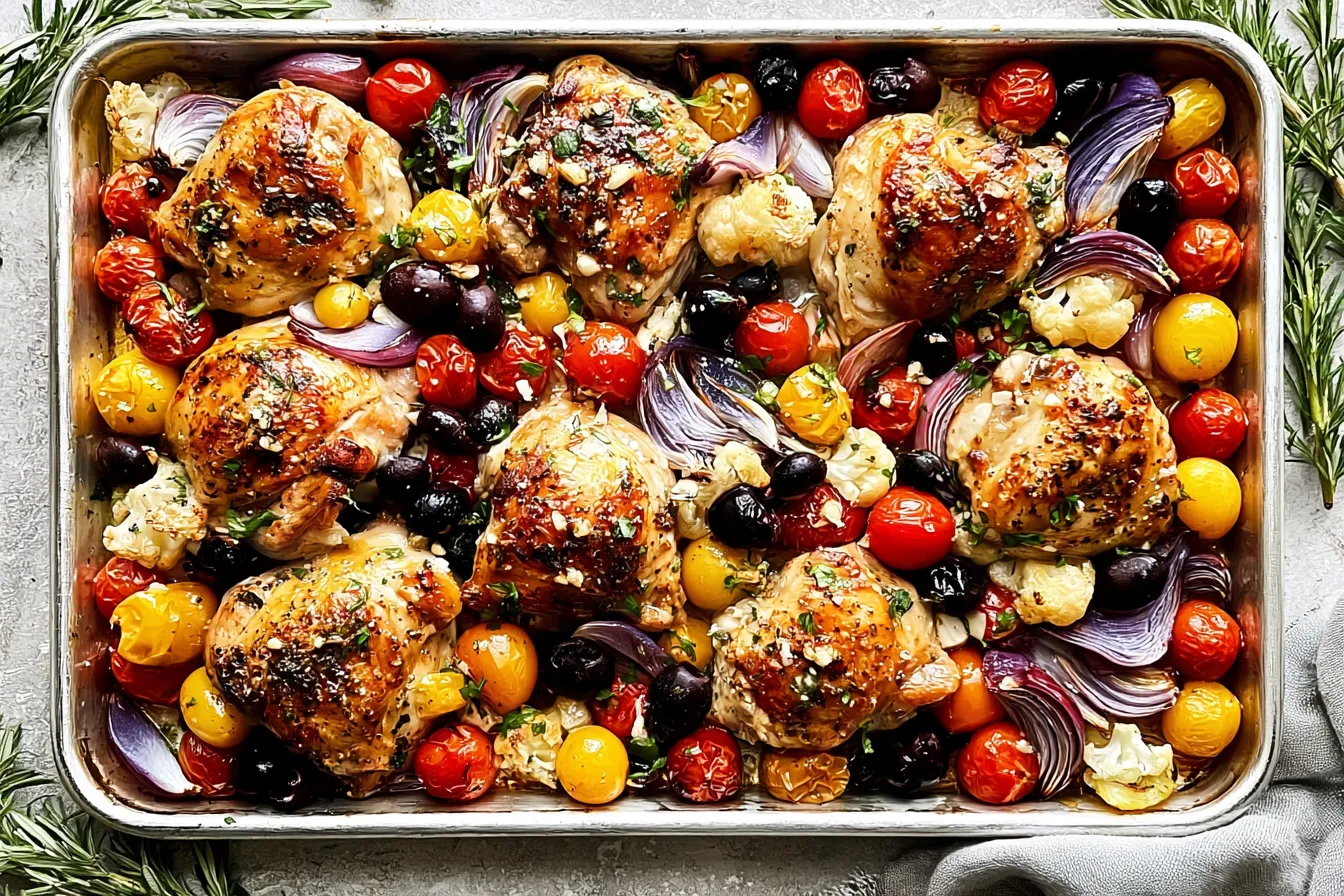 Delicious Greek Sheet Pan Chicken Ready to Serve