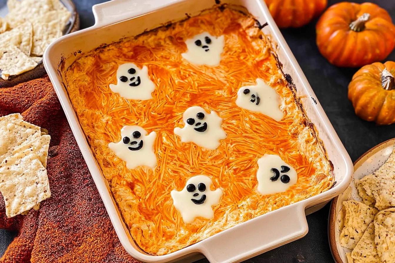 Halloween Buffalo Chicken Dip (Booffalo Dip) Presentation