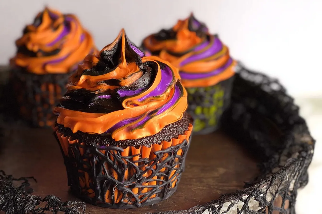 Halloween Swirled Cupcakes Display