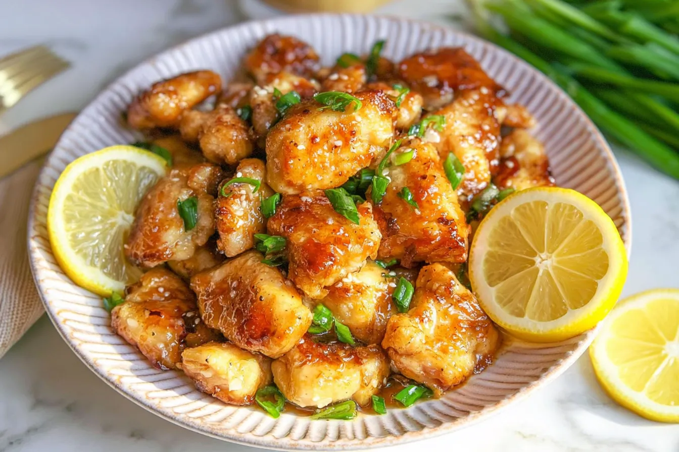 Healthy Chinese Lemon Chicken on a Plate