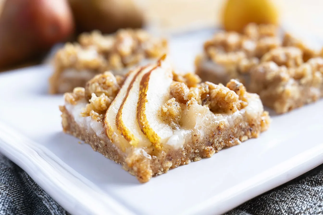 Healthy Pear Oatmeal Crumb Bars Freshly Baked