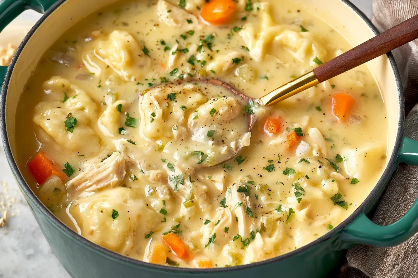 Homemade Chicken and Dumplings: Comfort Food at Its Best 3 Homemade Chicken and Dumplings served in a Bowl