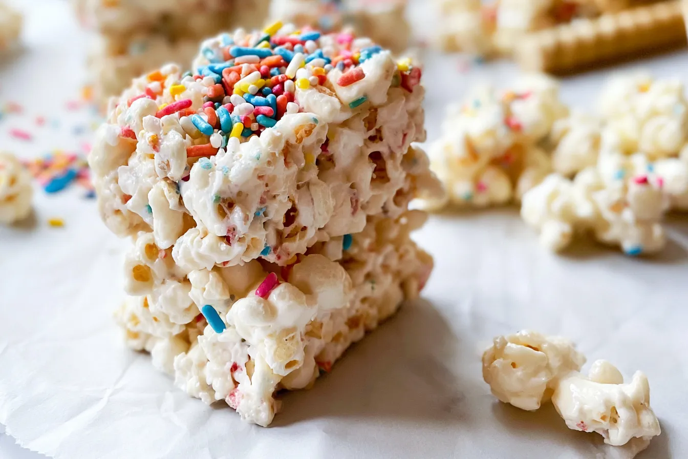 Delicious Homemade Funfetti Marshmallow Popcorn Treats