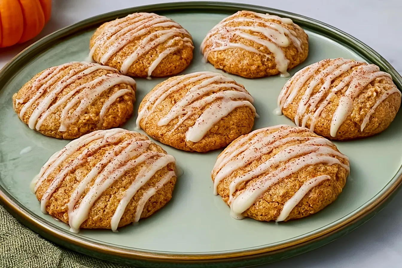 Delicious Iced Pumpkin Cookies on a Fall-Inspired Plate
