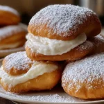 Indulgent French Beignets with Luxurious Vanilla Cream Filling – A Delight! 15 Indulgent French Beignets on a Plate with Vanilla Cream Filling